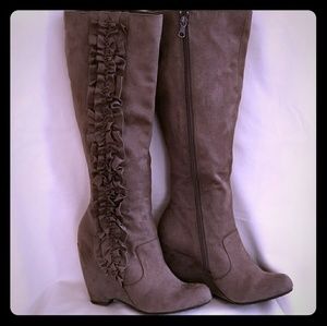 Gray Knee Boots